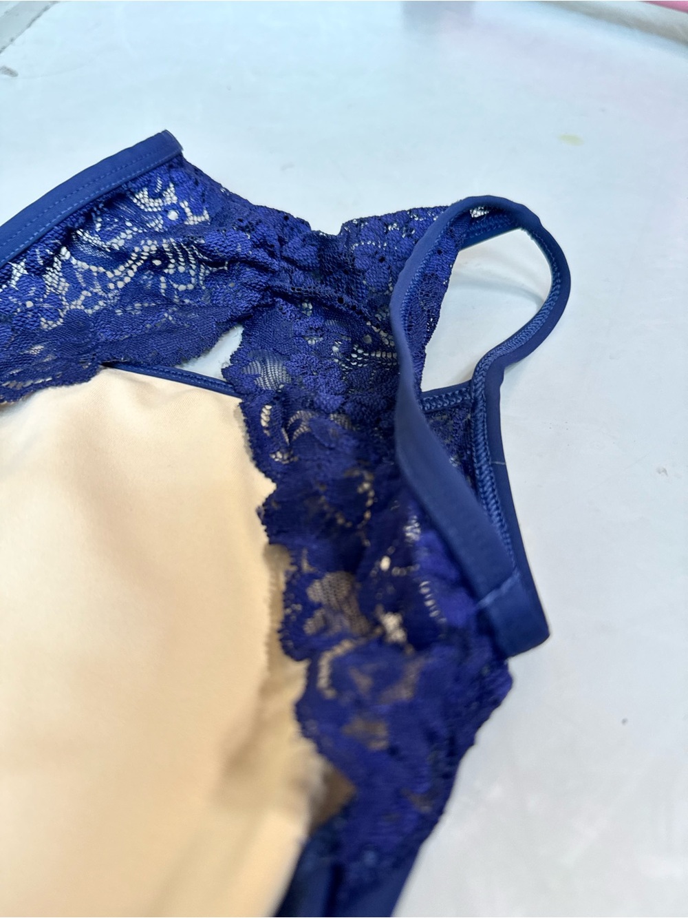 Eleve Lacey Girls Navy Lace Back Dance Leotard - Picture 5 of 6